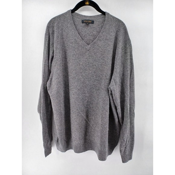 Ethan Pierce Men's Pullover Sweater Long Sleeve Gray XXL V-Neck 100% Cashmere. - Picture 1 of 6